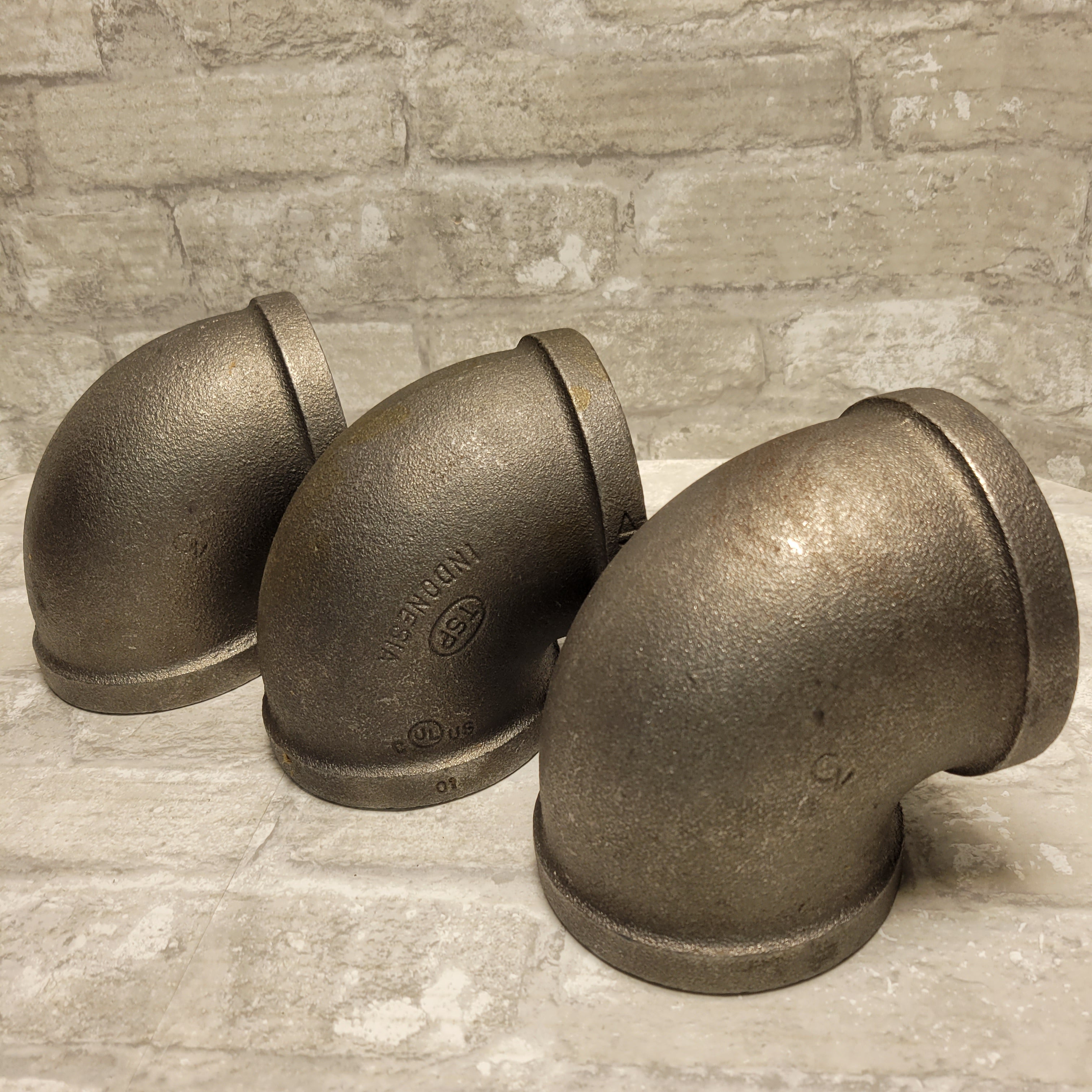 3" Gas Pipe Elbow 90 Degrees, Lot of 3 (8064229048558)